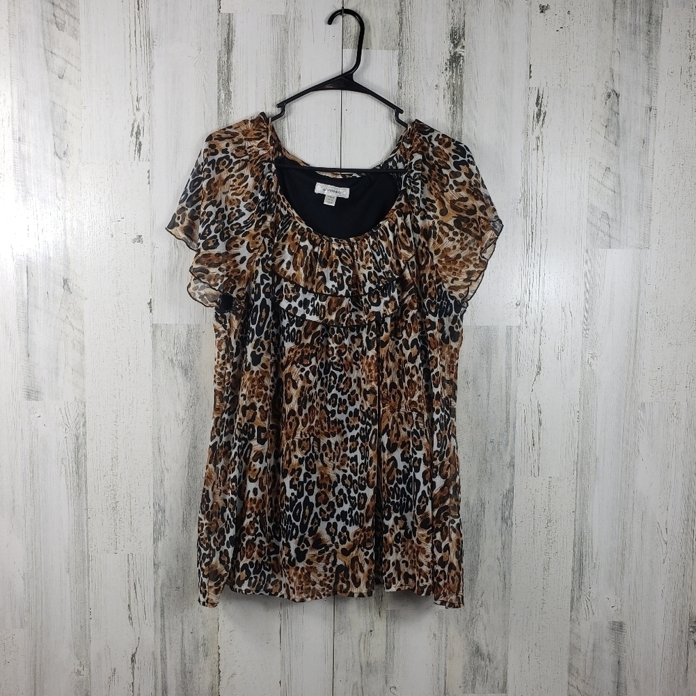 dressbarn sheer cheetah print top women's plus size 14/16 - Picture 9 of 9